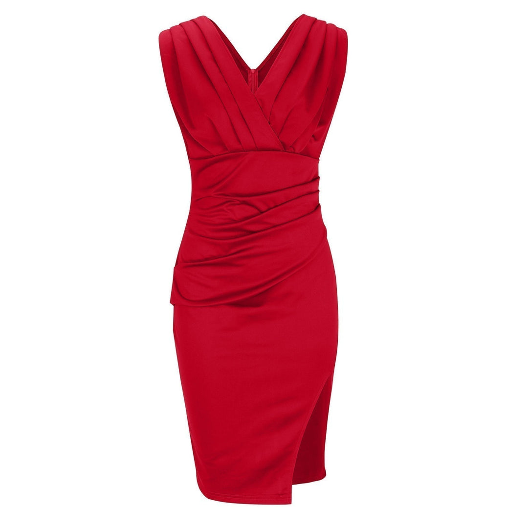 Sophia | Elegant V-Neck Slit Dress