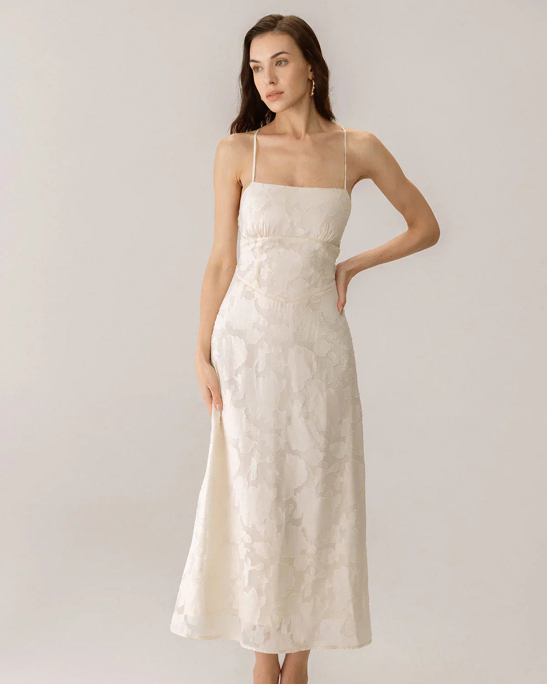 ELARA – JACQUARD SLIP BACKLESS MAXI DRESS
