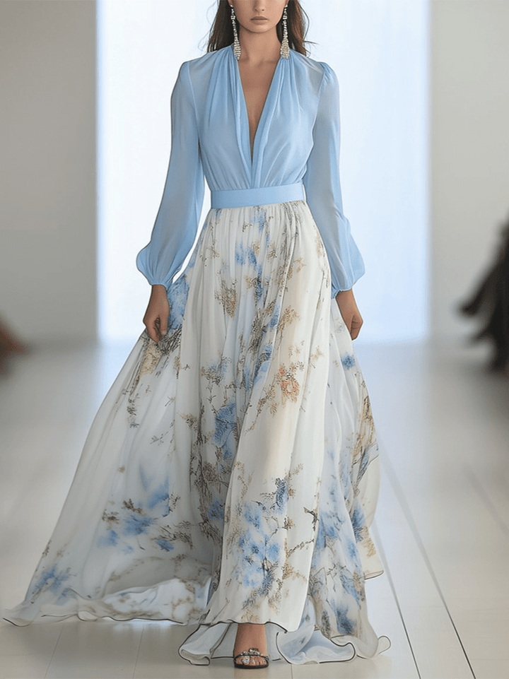AZELINA – LONG DRESS WITH FLORAL PRINT