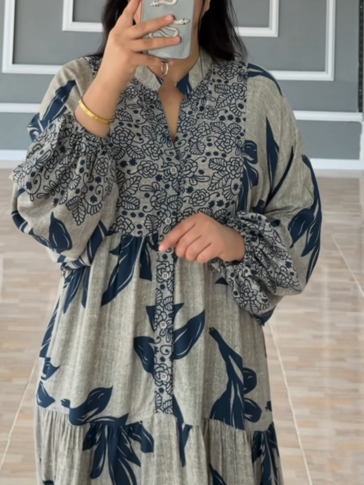 CRESSIDA – FLOWY DRESS WITH STATEMENT LANTERN SLEEVES