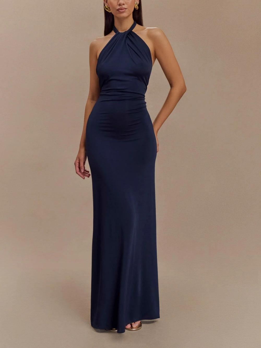 Slinky Halter Maxi Dress Lagoon