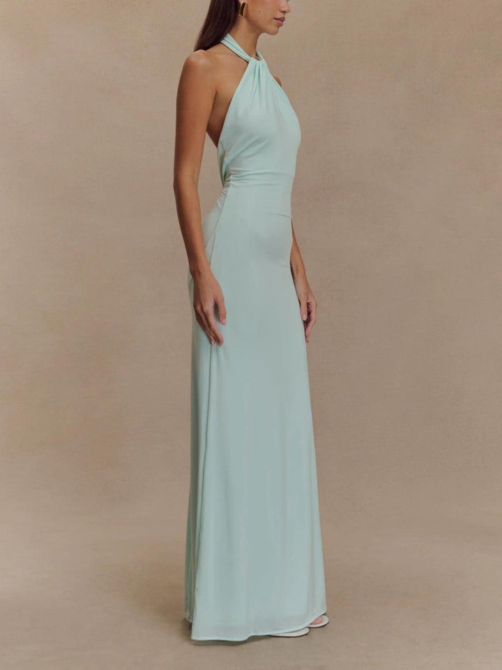 Slinky Halter Maxi Dress Lagoon