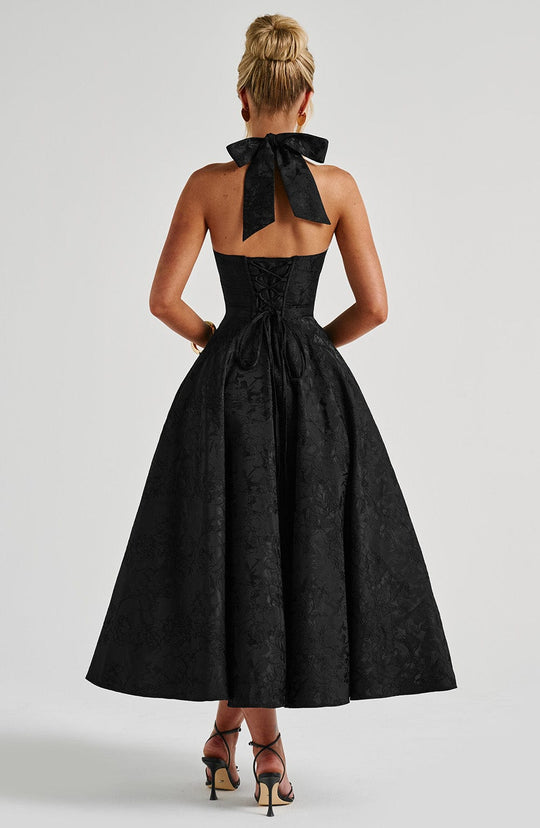 AVALYN – ELEGANT HALTER MIDI DRESS