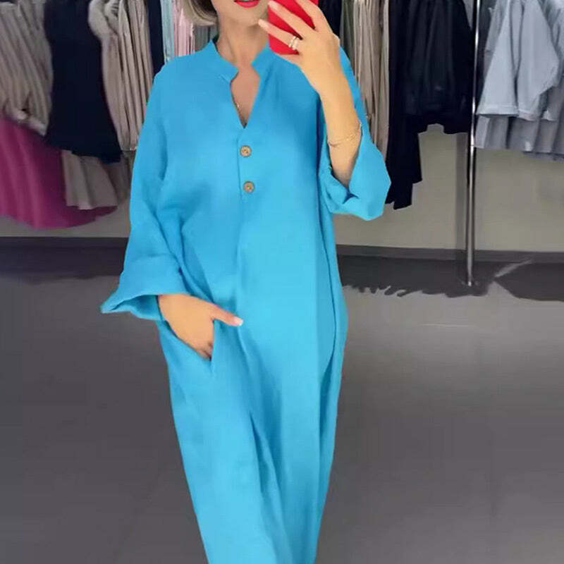 VALENCIA – WOMEN'S LONG SHIRT DRESS WITH POCKETS