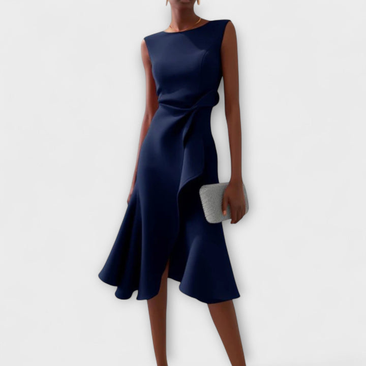 Juliette – Elegant Draped Asymmetrical Midi Dress
