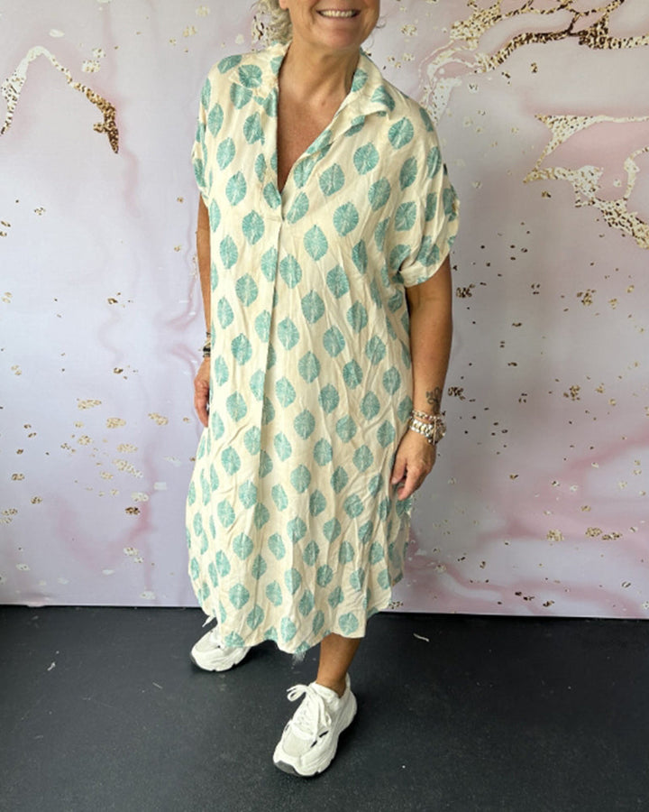 ELEANORA – LOOSE LAPEL PRINTED SHIRT DRESS