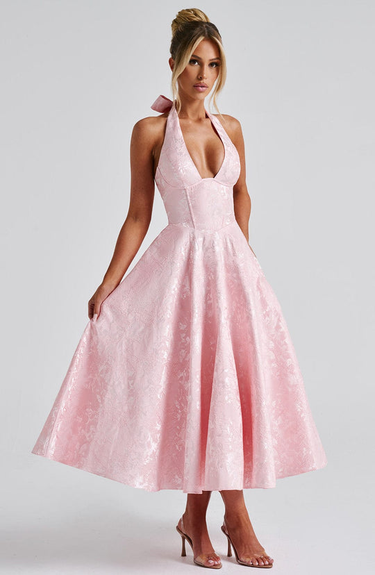 AVALYN – ELEGANT HALTER MIDI DRESS