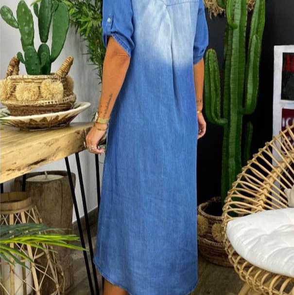Ilse - Summer V-Neck Half Denim Dress