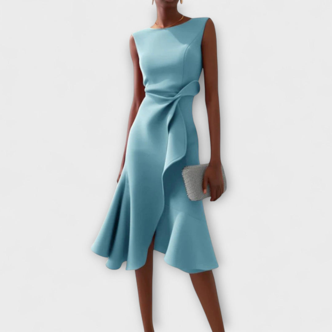 Juliette – Elegant Draped Asymmetrical Midi Dress