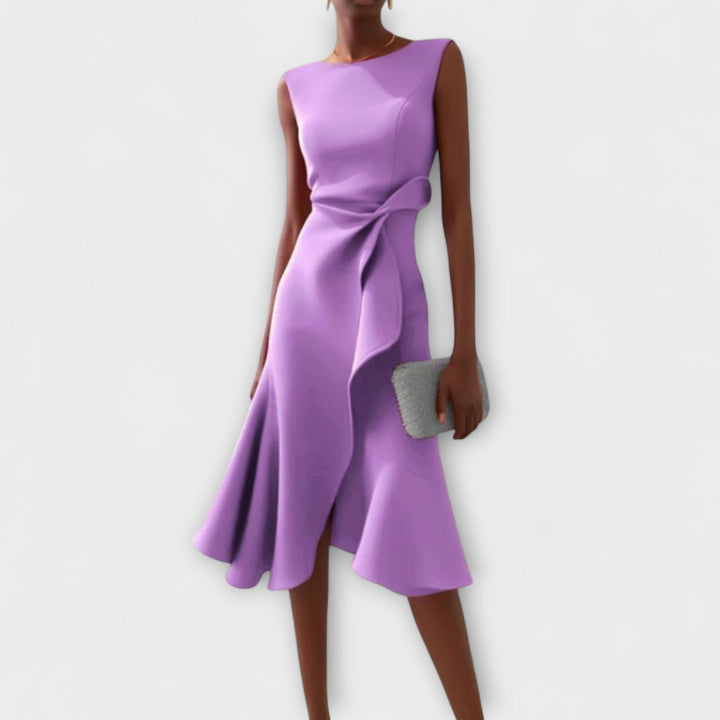 Juliette – Elegant Draped Asymmetrical Midi Dress
