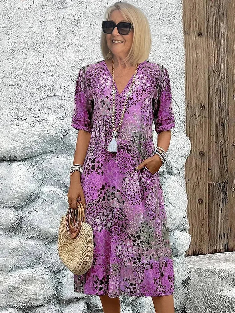 VELINA – LEOPARD LACE V-NECK SUMMER DRESS