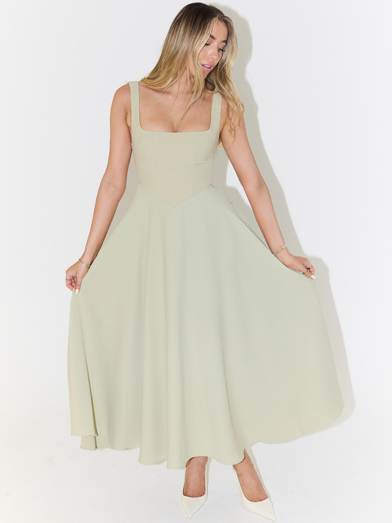 Women’s Sleeveless Corset Midi Dress