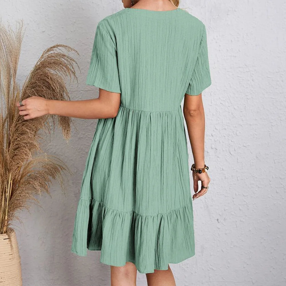 Hadley - Boho Chic Ruffle Hem Mini Dress