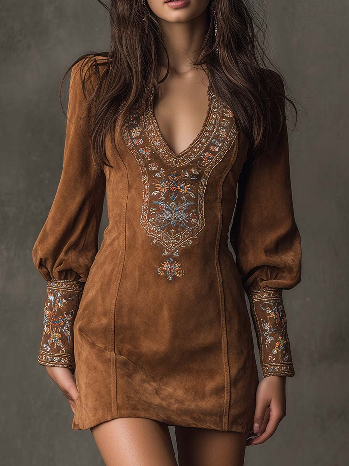 Short Suede Effect Dress
