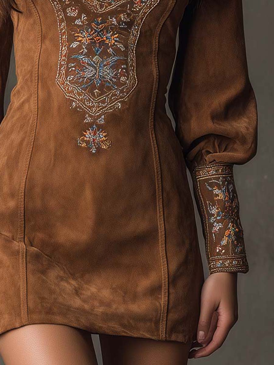 Short Suede Effect Dress