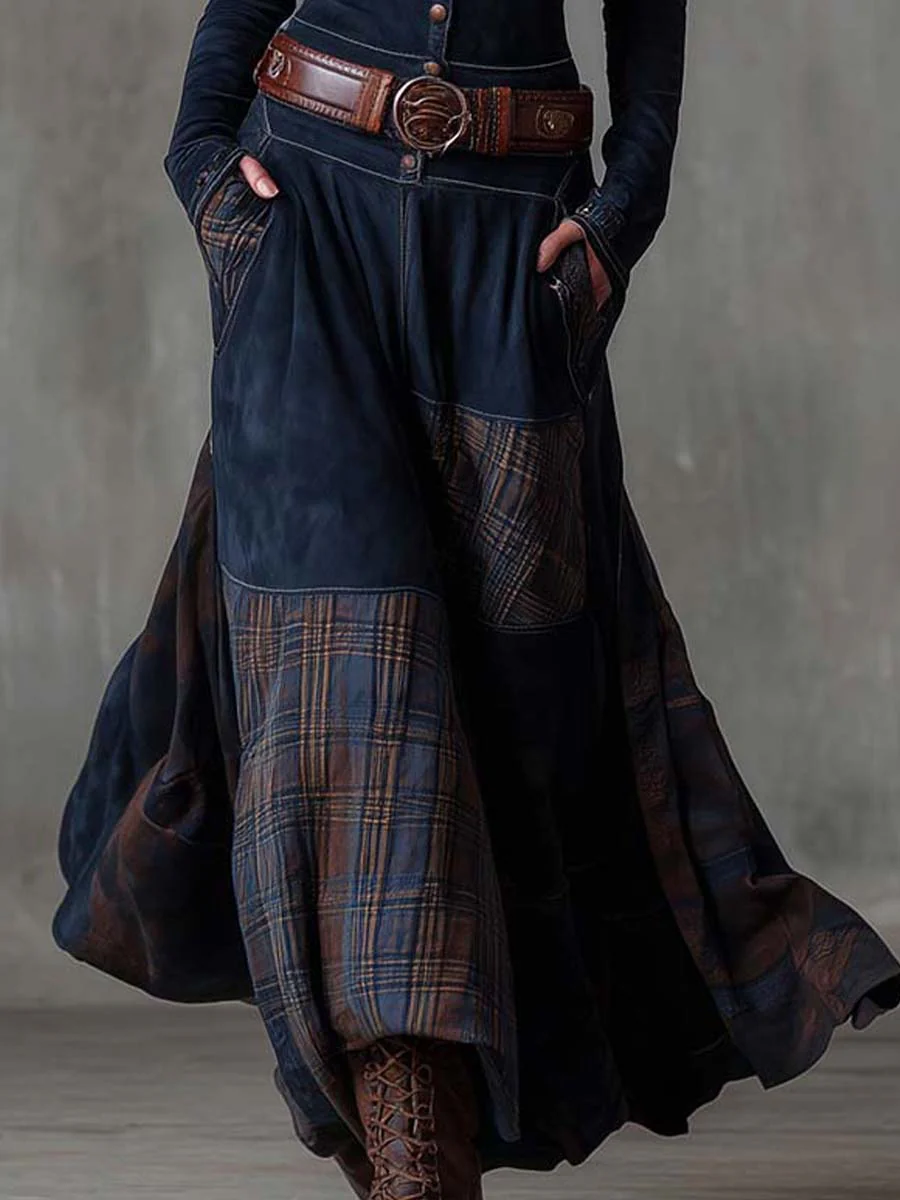 Helena | Navy Suede Maxi Dress with Belt