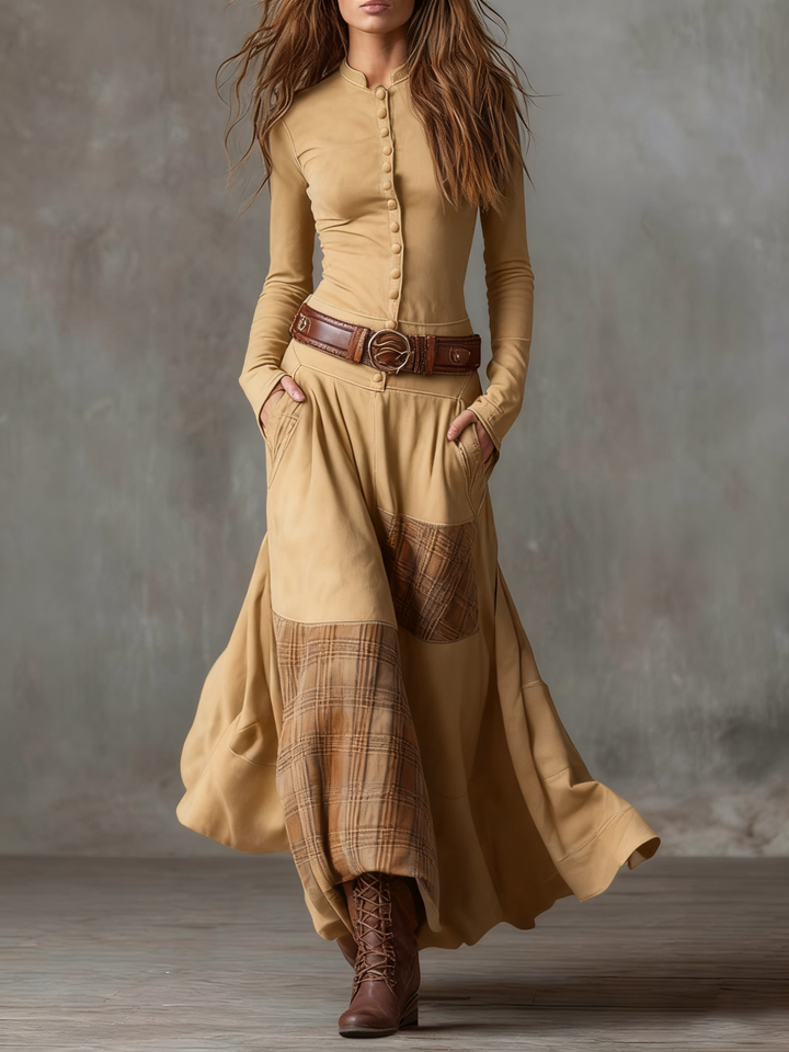 Helena | Navy Suede Maxi Dress with Belt