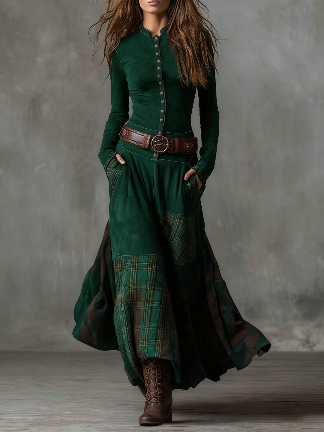 Helena | Navy Suede Maxi Dress with Belt