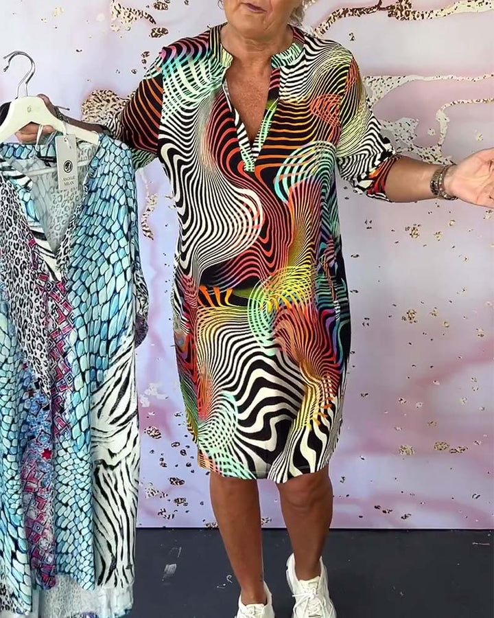Women’s Multicolor V-Neck Midi Dress
