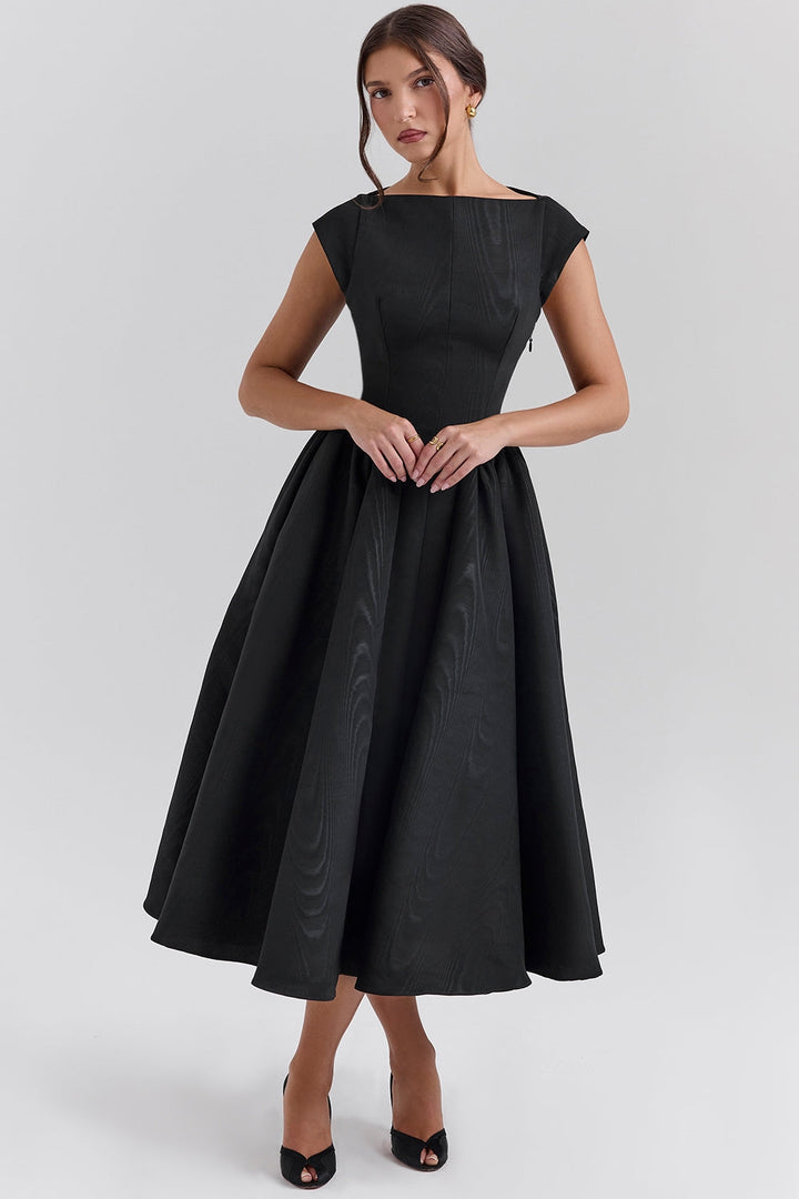 ISENDRIA – SATIN MIDI GOWN FOR SOPHISTICATED ELEGANCE
