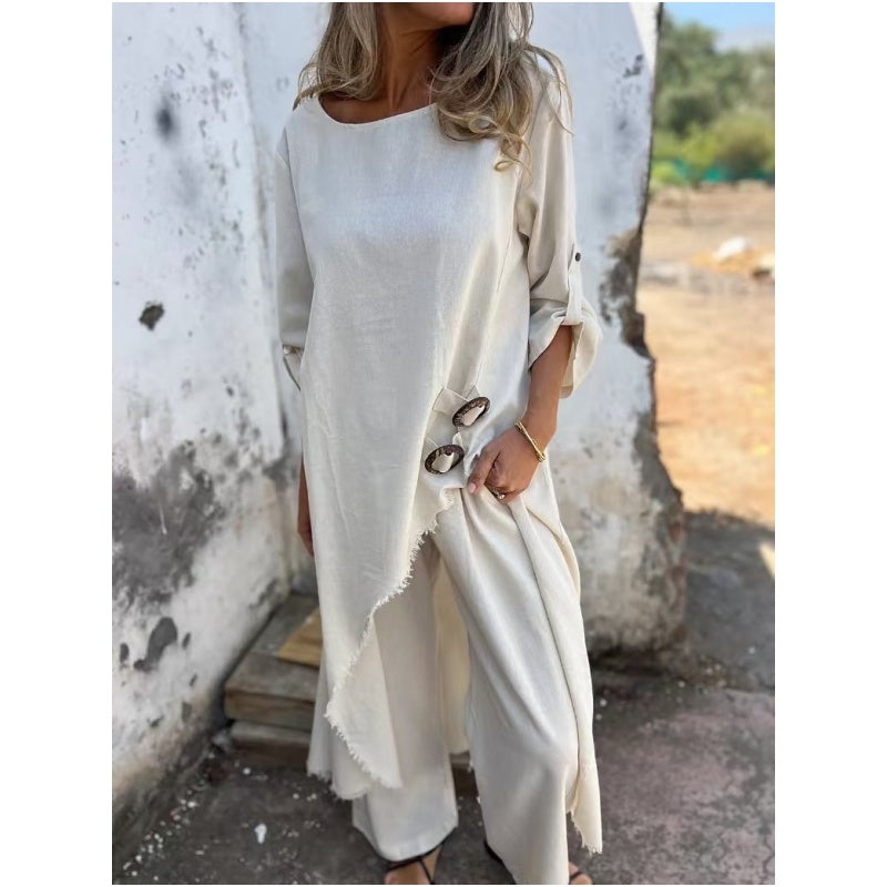 Everly – Elegant Cotton and Linen Two-Piece Suit