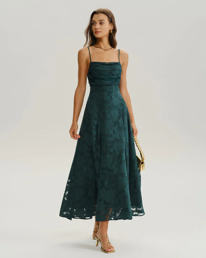 ELARA – JACQUARD SLIP BACKLESS MAXI DRESS